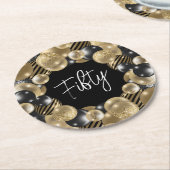 Black Gold 50th Birthday Ronde Kartonnen Onderzetter (Gebogen)