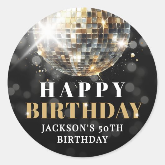 Black Gold 50th Birthday Ronde Sticker (Voorkant)
