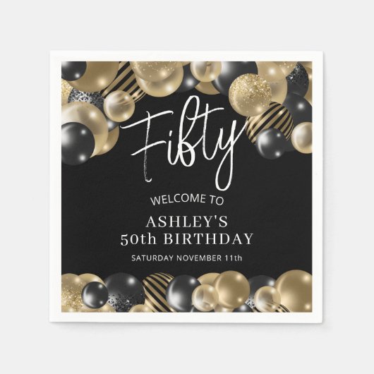 Black Gold 50th Birthday Servet (Voorkant)