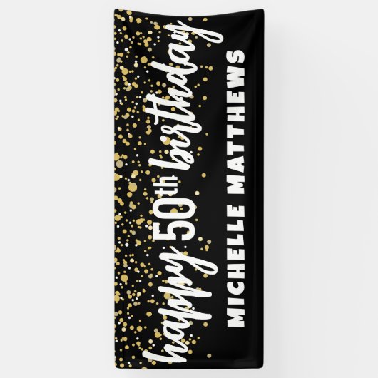 Black Gold 50th Birthday Spandoek (Verticaal)
