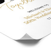 Black Gold 50th Wedding Jubileum Foto Welkom Poster (Hoek)
