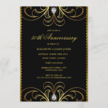 Black & Gold 50th Wedding Jubileum Invite