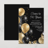 Black Gold 50th Wedding Jubileum Kaart (Voorkant / Achterkant)