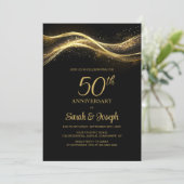 Black Gold 50th Wedding Jubileum Kaart (Staand voorkant)