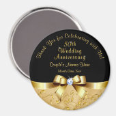 Black Gold, 50th Wedding Jubileum Party Favors Magneet (Voorkant / Achterkant)