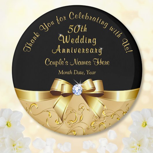 Black Gold, 50th Wedding Jubileum Party Favors Magneet