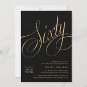 Black Gold 60th Birthday Elegant Calligraphy Kaart (Voorkant)