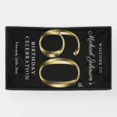 Black Gold 60th Birthday Party Elegant Welkom Spandoek (Horizontaal)