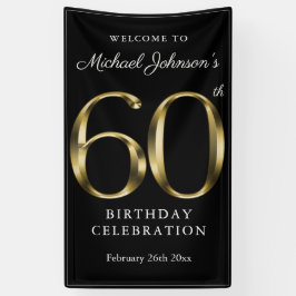 Black Gold 60th Birthday Party Elegant Welkom Spandoek