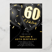 Black Gold 60th Birthday Party Folie Uitnodiging (Voorkant)