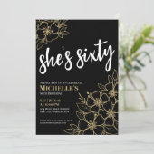 Black Gold 60th Birthday Party Kaart (Staand voorkant)