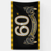 Black Gold 60th Birthday Party Spandoek (Verticaal)