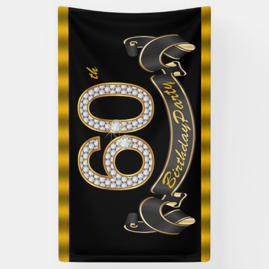 Black Gold 60th Birthday Party Spandoek (Verticaal)