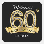 Black & Gold 60th Birthday Stickers (Voorkant)
