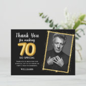 Black Gold 70e verjaardag foto uitnodiging (Staand voorkant)