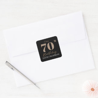 Black Gold 70e Verjaardag Mijlpaal Persoonlijk Vierkante Sticker