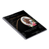 Black Gold 70th Birthday Floral Foto Guestbook Notitieboek (Rechterzijde)