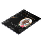 Black Gold 70th Birthday Floral Foto Guestbook Notitieboek (Linkerzijde)