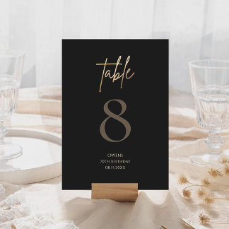 Black Gold 70th Birthday Party Table Number RSVP Kaartje