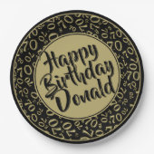 Black/Gold 70th Random Number Pattern Papieren Bordje (Voorkant)