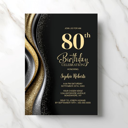 Black Gold 80ste verjaardagsfeest Kaart