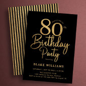 Black Gold 80th Birthday Kaart
