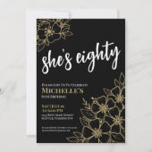 Black Gold 80th Birthday Party Kaart (Voorkant)