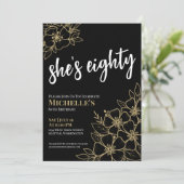 Black Gold 80th Birthday Party Kaart (Staand voorkant)