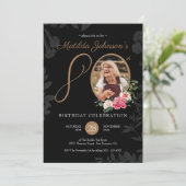 Black Gold 80th Birthday Party Kaart (Staand voorkant)