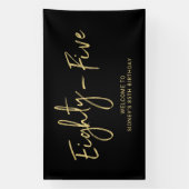 Black & Gold 85e verjaardagsfeest welkomstbanner Spandoek (Verticaal)