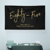 Black & Gold 85e verjaardagsfeest welkomstbanner Spandoek (Beurs)