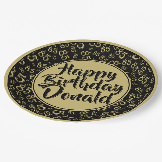 Black/Gold 85th Random Number Pattern Papieren Bordje (Gekanteld)