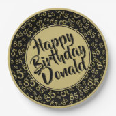 Black/Gold 85th Random Number Pattern Papieren Bordje (Voorkant)