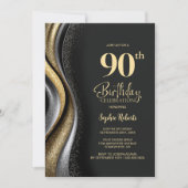 Black Gold 90ste Verjaardagsfeest Kaart (Voorkant)