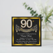 Black Gold 90ste verpartijfeest Kaart (Staand voorkant)