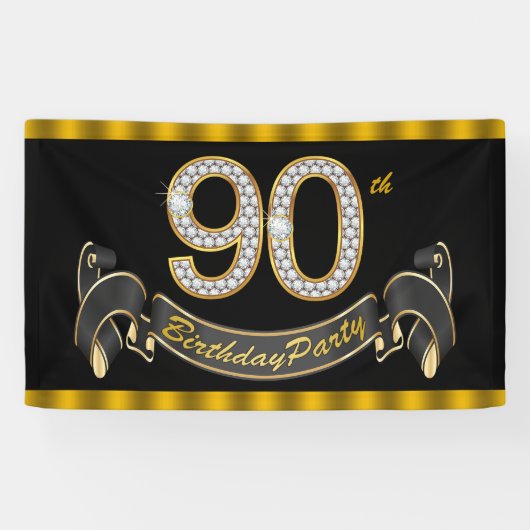 Black Gold 90ste verpartijfeest Spandoek (Horizontaal)