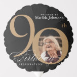 Black Gold 90th Birthday Calligrafie Aangepaste fo Ballon<br><div class="desc">Black Gold 90th Birthday Calligraphy Custom Photo Balloon. En elegant ontworpen speciale verjaardagsfeestdag,  met een aangepaste foto van verjaardagspersoon en scriptkalligrafie met  bloeiende elementen. Eenvoudig genoeg om een verscheidenheid van thema's en kleuren te passen! Hulp nodig? Neem gewoon contact met me op!</div>
