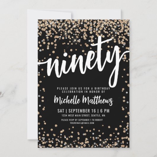 Black Gold 90th Birthday Kaart (Voorkant)