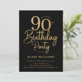 Black Gold 90th Birthday Kaart (Staand voorkant)