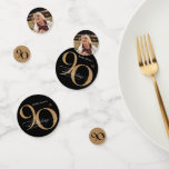 Black Gold 90th Birthday Party Calligraphy Elegant Confetti<br><div class="desc">Black Gold 90th Birthday Party Calligraphy Elegant Confetti. En elegant ontworpen speciale verjaardagsfeestuitnodiging,  met een aangepaste foto van verjaardagspersoon en scriptkalligrafie met  bloeiende elementen. Eenvoudig genoeg om een verscheidenheid van thema's en kleuren te passen! Hulp nodig? Neem gewoon contact met me op!</div>