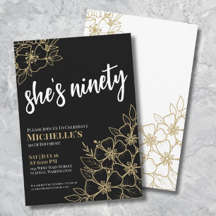 Black Gold 90th Birthday Party Kaart
