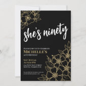 Black Gold 90th Birthday Party Kaart (Voorkant)