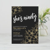 Black Gold 90th Birthday Party Kaart (Staand voorkant)