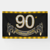 Black Gold 90th Birthday Party Spandoek (Horizontaal)
