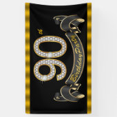 Black Gold 90th Birthday Party Spandoek (Verticaal)