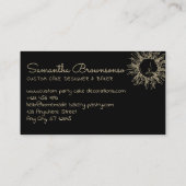 Black Gold Abstract Celestial Sun Visitekaartje (Achterkant)