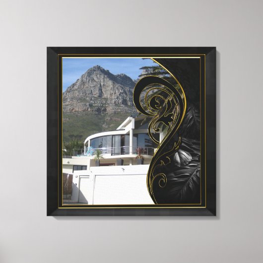 Black Gold Abstract Filigree Canvas Afdruk (Voorkant)