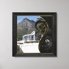 Black Gold Abstract Filigree Canvas Afdruk