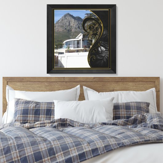 Black Gold Abstract Filigree Canvas Afdruk (Insitu (Slaapkamer))