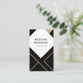 Black Gold Abstracte geometrische vastgoedmakelaar Visitekaartje (Staand voorkant)